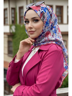 Fuşya Soft Dijital Pamuklu Eşarp