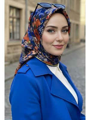 Saks Nar Çiçeği Soft Dijital Pamuklu Eşarp