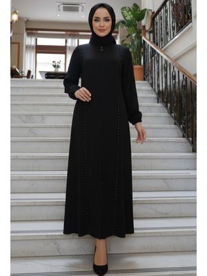 Fermuarlı Siyah Abaya 45317s