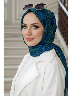 Yeşil Soft Dijital Pamuklu Eşarp