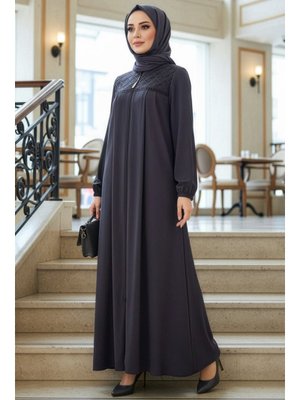 Fermuarlı Füme Ferace 45313fu