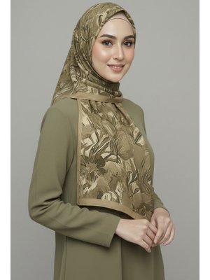 Yesılı Yağ Yeşili Elegance Flora Serisi Bambu Crash Şal Yag