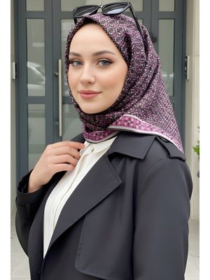 Siyah/fuşya Soft Dijital Pamuklu Eşarp