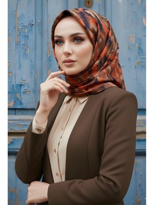 Kiremit İpekhan Soft Dijital Pamuklu Eşarp