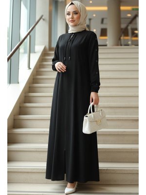 Fermuarlı Siyah Ferace 45320s