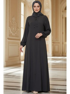 Fermuarlı Koyu Füme Ferace 45320kfu