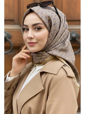 Sarı Vizon Soft Dijital Pamuklu Eşarp