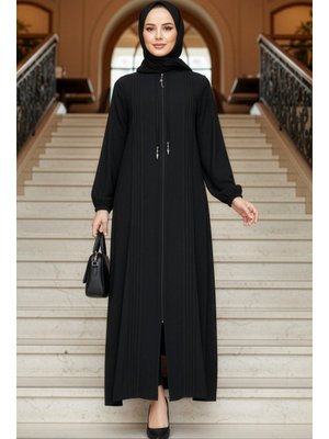 Fermuarlı Siyah Ferace 45314s