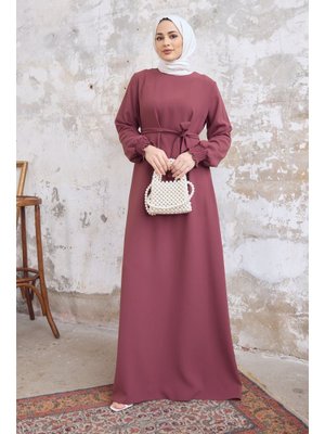 Gül Kurusu Vera Kuşaklı Elbise