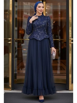 Boncuk İşlemeli Lacivert 55041l