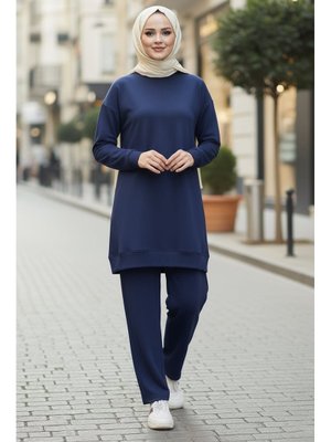 Lacıvert Lacivert Tunik Pantolon Modal İkili Takım