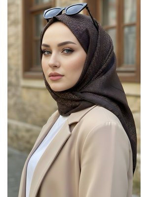 Kahverengi İpekhan Soft Dijital Pamuklu Eşarp