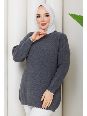 Şerit Detaylı Triko Tunik