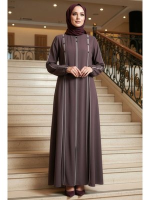 Fermuarlı Gül Kurusu Ferace 45316gk