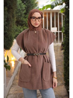 Vizon Kemerli Astarlı Kaşe Yelek