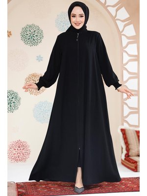 Fermuarlı Siyah Ferace 45287s