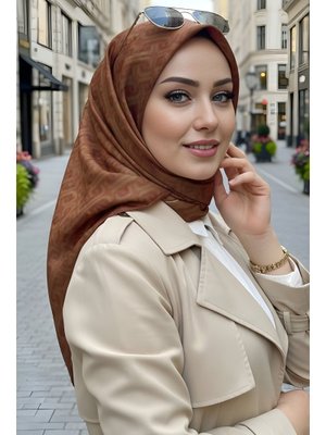 Taba/vizon Soft Dijital Pamuklu Eşarp