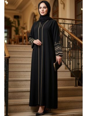 Nakış İşlemeli Lacivert Abaya 26103s