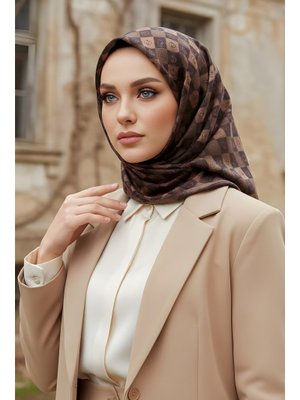 Acı Kahve İpekhan Soft Dijital Pamuklu Eşarp