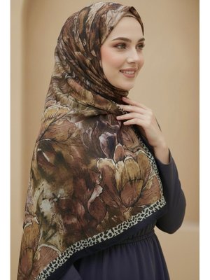 Kahve Rustik Bloom Serisi Bambu Crash Şal