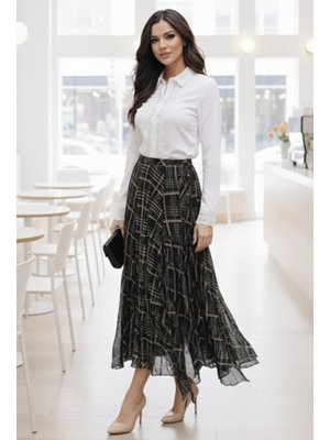 Siyah Yoryo Şifon Etek