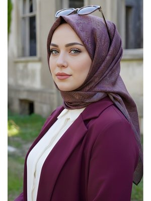 Mürdüm Soft Dijital Pamuklu Eşarp