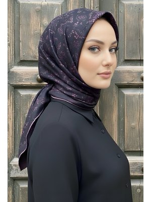 Siyah/pembe İpekhan Soft Dijital Pamuklu Eşarp