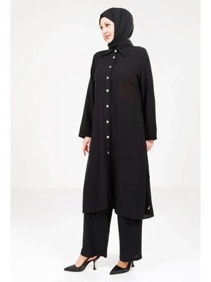 Siyah Düğmeli İkili Hac Ve Umre Kıyafeti