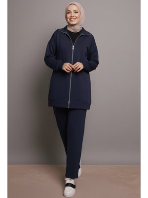 Lacivert Fermuarlı İkili Takım