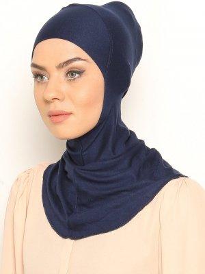 Lacivert Boyunluklu Hijab Bone