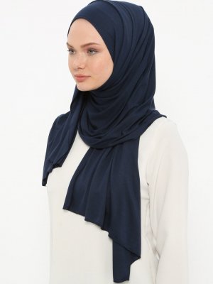 Lacivert Pratik Düz Şal