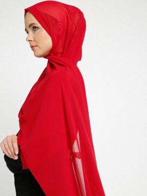 Kırmızı Halima Şifon Şal