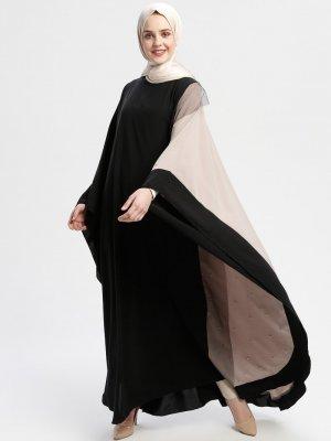 Siyah İnci Detaylı Ferace