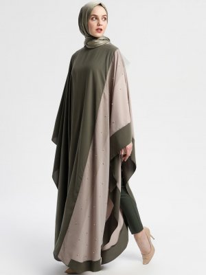 Haki İnci Detaylı Ferace