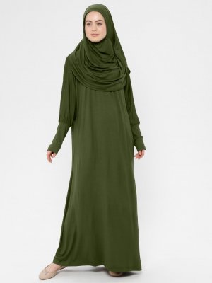 Haki Tek Parça Namaz Elbisesi