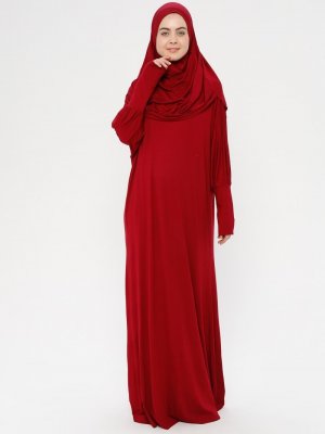 Kırmızı Tek Parça Namaz Elbisesi