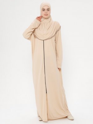 Bej Tek Parça Namaz Elbisesi