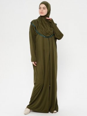 Haki Tek Parça Namaz Elbisesi