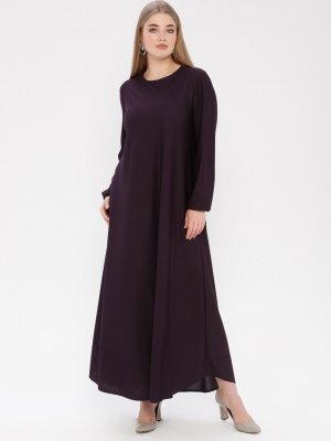 Mürdüm Bilekleri Lastikli Elbise