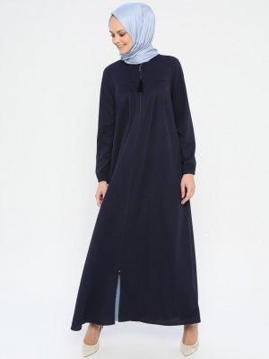 Lacivert Fermuarlı Ferace