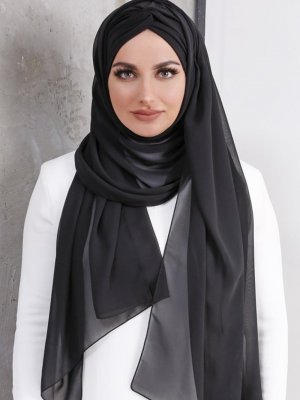 Siyah Düğüm Şifon Şal