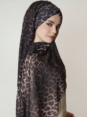 Leopar Leopar Düğüm Şifon Şal