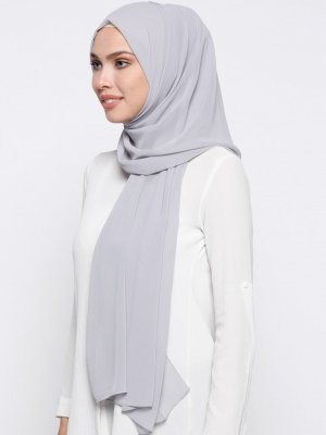 Gri Elit Şifon Şal