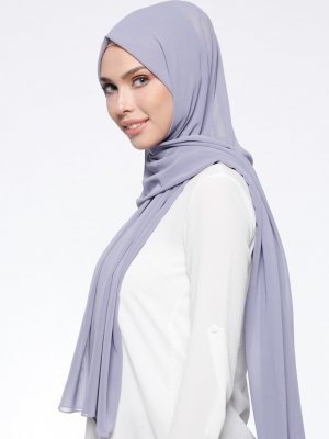 Açık Lila Elit Şifon Şal