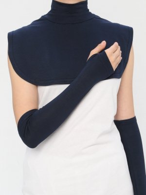 Lacivert Yakalık&Kolluk İkili Set