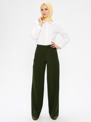 Haki Bol Paça Pantolon