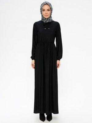 Lacivert Belden Büzgülü Elbise Lacivert Belden Büzgülü Elbise