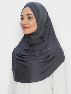 Koyu Gri Çapraz Türban