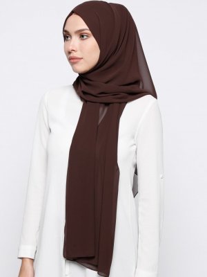 Kahve Elit Şifon Şal