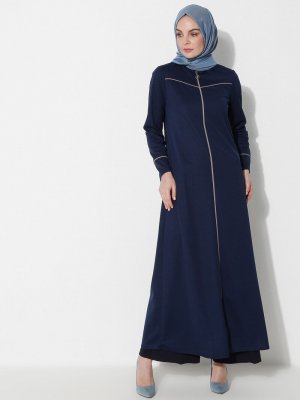 Lacivert Fermuarlı Ferace